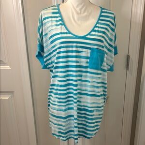 Jones New York Blue Boxy Short Sleeve T-Shirt Size XL